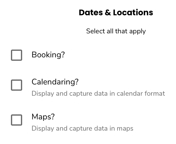 dates and locations to add to web app