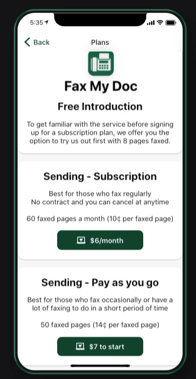 The moment to choose your subscription plan and pay for it