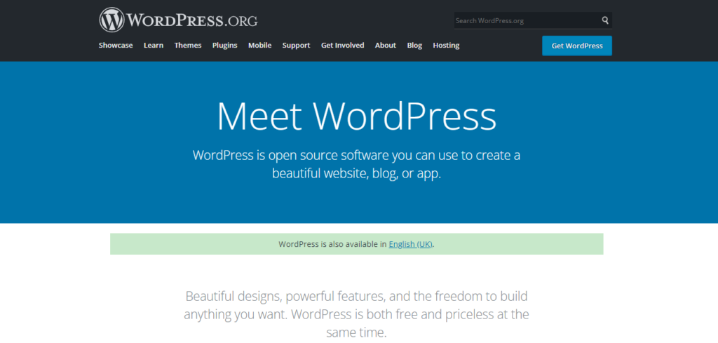 WordPress homescreen