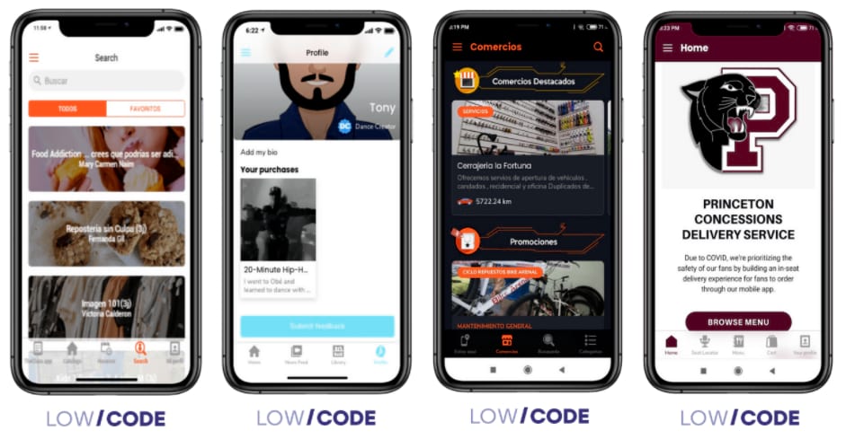 4 mobile apps build with Glide by Low Code Agency