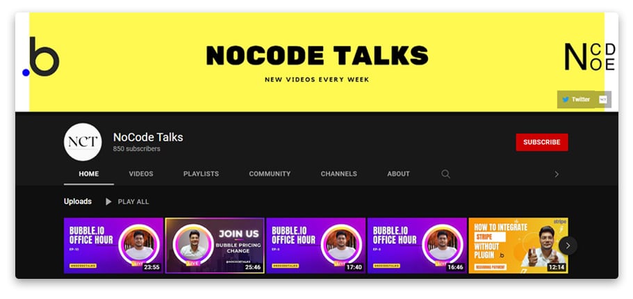 NoCode Talks YouTube channel